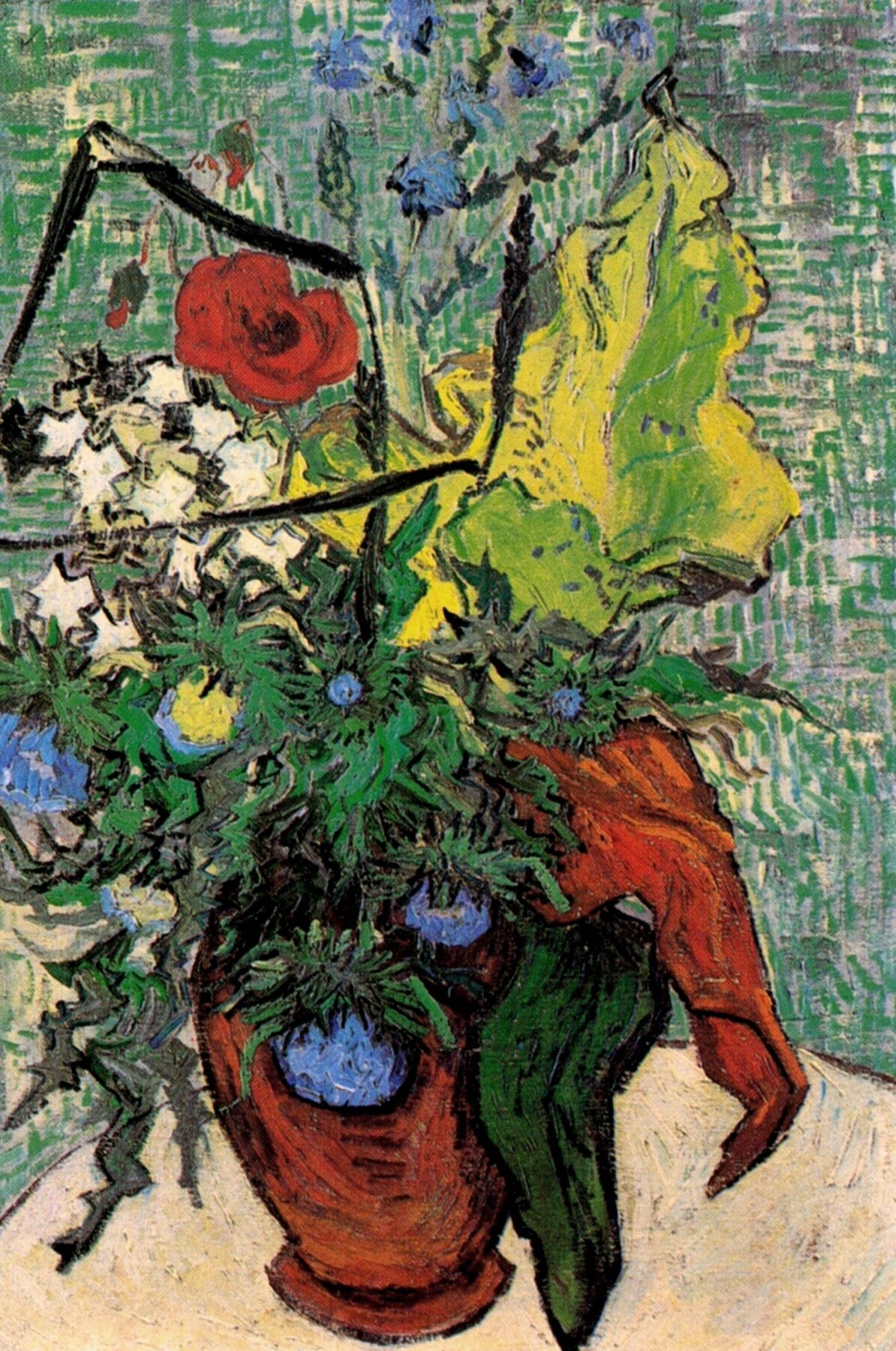Картина Ван Гога Полевые цветы и чертополох в вазе 1890